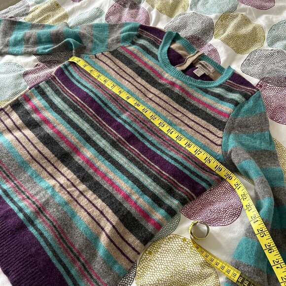 KEW LONDON 100% Extra Fine Merino Wool Crewneck Striped Sweater Size Extra Large - Picture 6 of 9